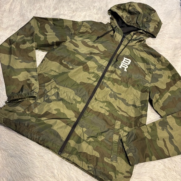 BlackRock Coffee Camo Hooded zip front lightweight Windbreaker jacket medium - Picture 9 of 9